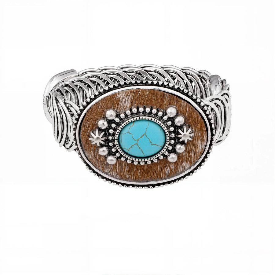 Antique Bronze Turquoise Stone Adjustable Bracelet