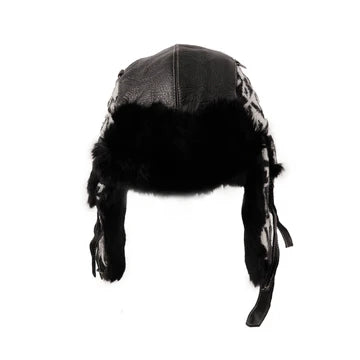 Navajo Wool Aviator Hat with Rabbit Trim