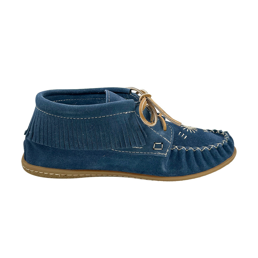 Women's Crepe Sole Blue Suede Moccasins