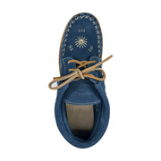 Women's Crepe Sole Blue Suede Moccasins