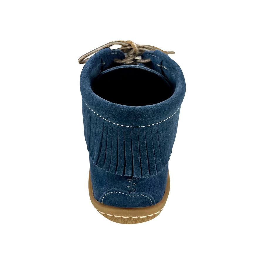 Women's Crepe Sole Blue Suede Moccasins