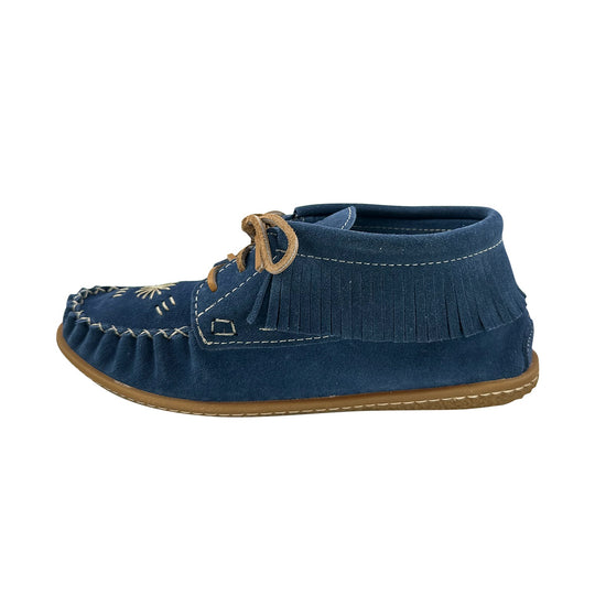 Women's Crepe Sole Blue Suede Moccasins