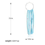 Long Tassels Hoop Dangle Earrings