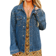 Women's Rhinestone Dark Wash Denim Jacket