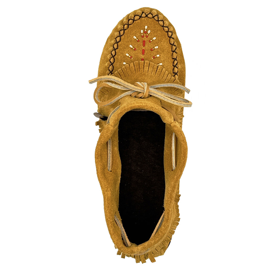 Women's Fringed Beaded Papoose Moccasin Shoes
