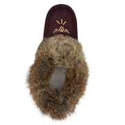 Women's Fleece Lined Rabbit Fur Raisin Suede Moccasins