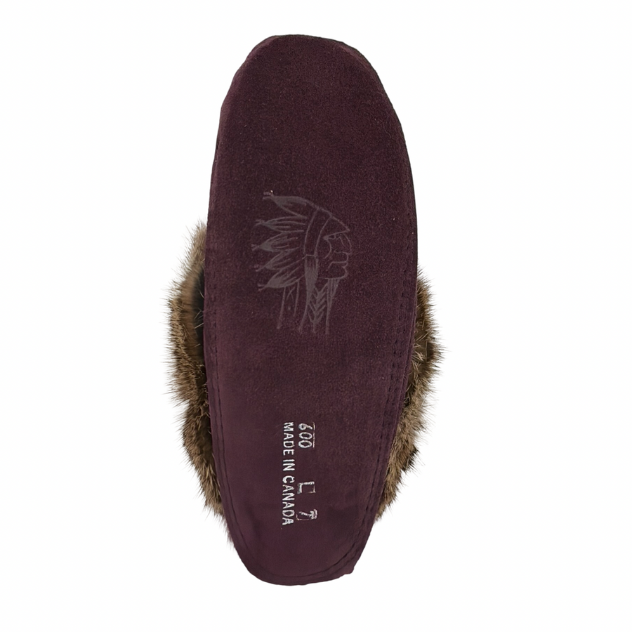 Women's Fleece Lined Rabbit Fur Raisin Suede Moccasins