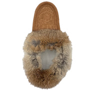 Women's Rabbit Fur Floral Embossed Moccasins