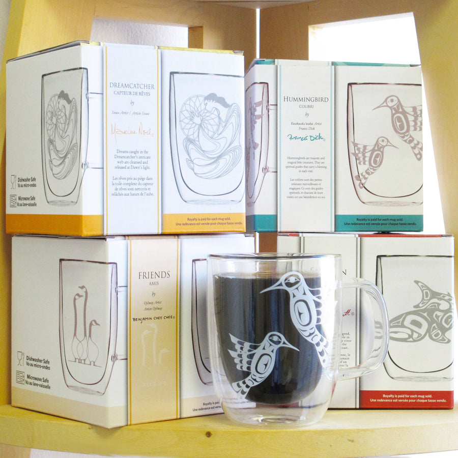 Native America Art Double Wall Glass Mug