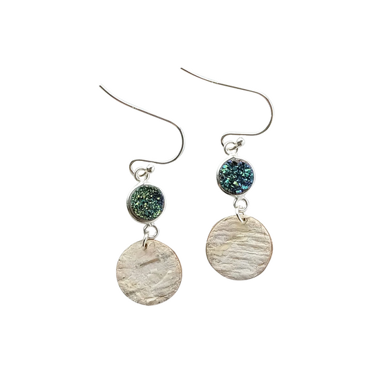 Steorra Birch Bark Druzy Stone Earrings