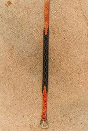 Tolled Leather Buckstitch Detail Western Belt