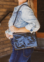 Black Gator Crossbody Purse