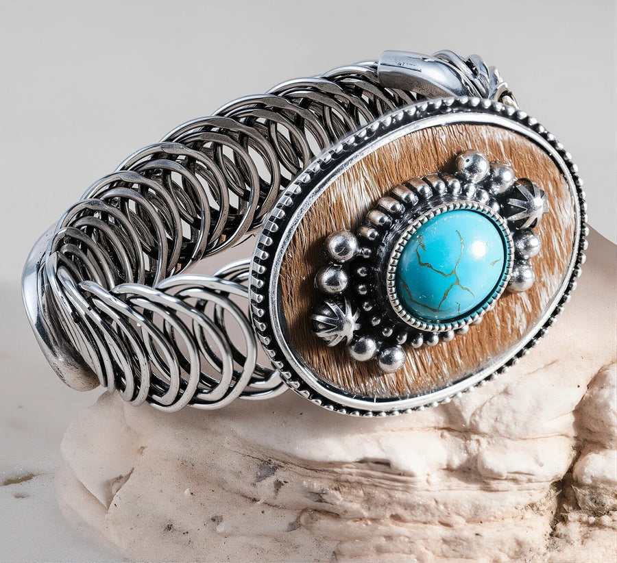 Antique Bronze Turquoise Stone Adjustable Bracelet