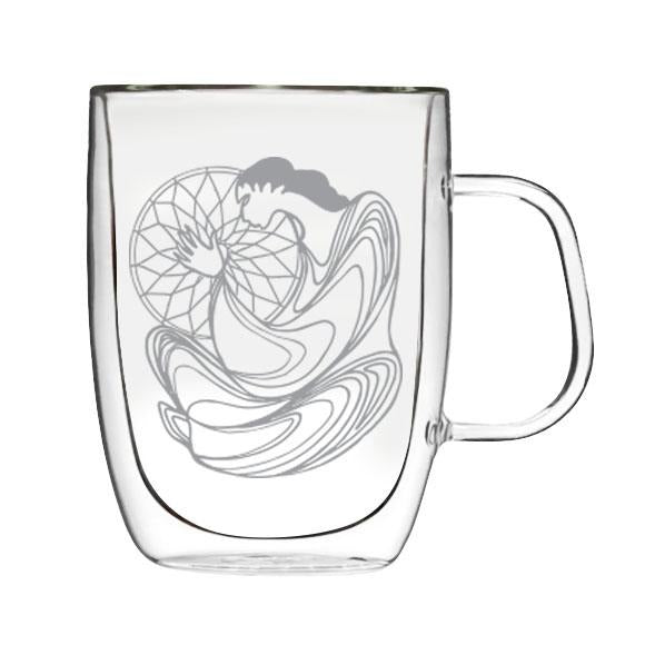 Native American Art Double Wall Glass Mug