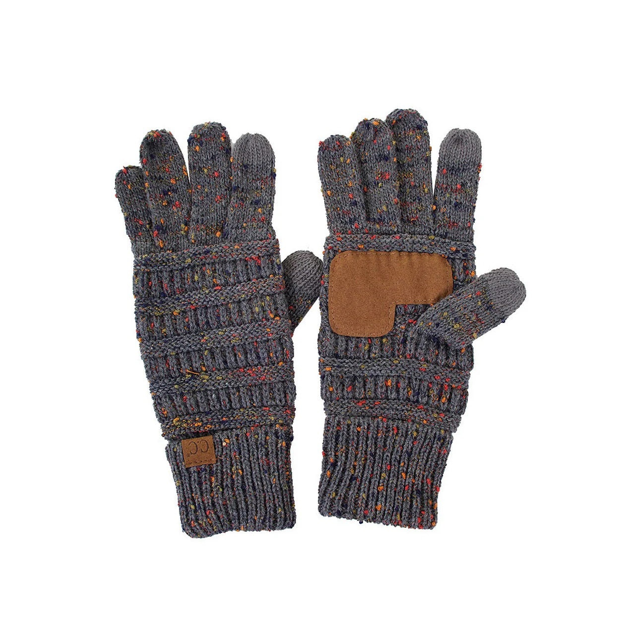 Cable Confetti Smart Tip Gloves with Palm Faux-Leather Grip – Leather ...