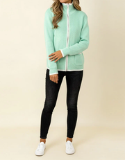 Women's Mint Knit Zip-Up Sweater