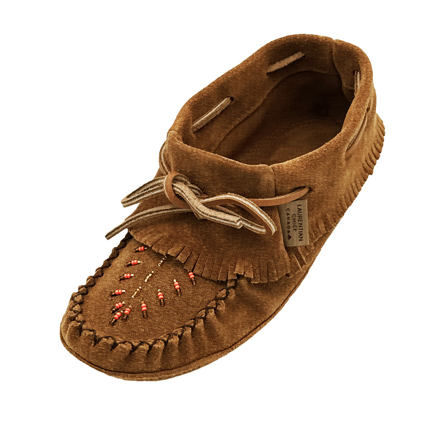 Women's Beaded Suede Leather Fringed Moccasins