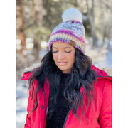 Ombre Aztec Faux Fur Pom Beanie