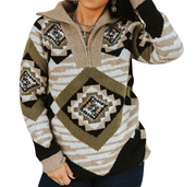 Women's Aztec Knit Half-Zip Sweater