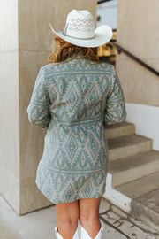 Women's Aztec Printed Button Down Coat