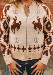 Women's Kickin' Broncho Knit Zip-Up Sweater