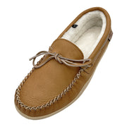 Men's Sheepskin Lined Suede Rubber Sole Moccasins