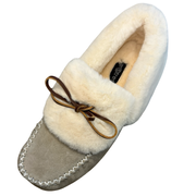 Youth Lynette Lined Suede Moccasin Slippers with Rubber Soles FINAL CLEARANCE YOUTH 3 ONLY