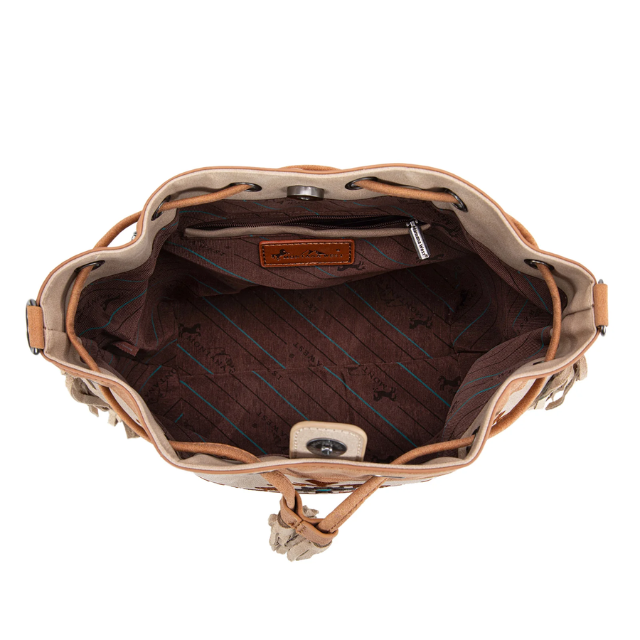 Embroidered Collection Drawstring Shoulder Bag Crossbody Purse