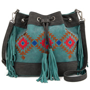 Embroidered Collection Drawstring Shoulder Bag Crossbody Purse