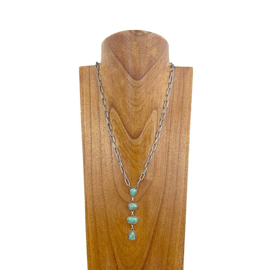 Metal Chain Turquoise Teardrop Necklace