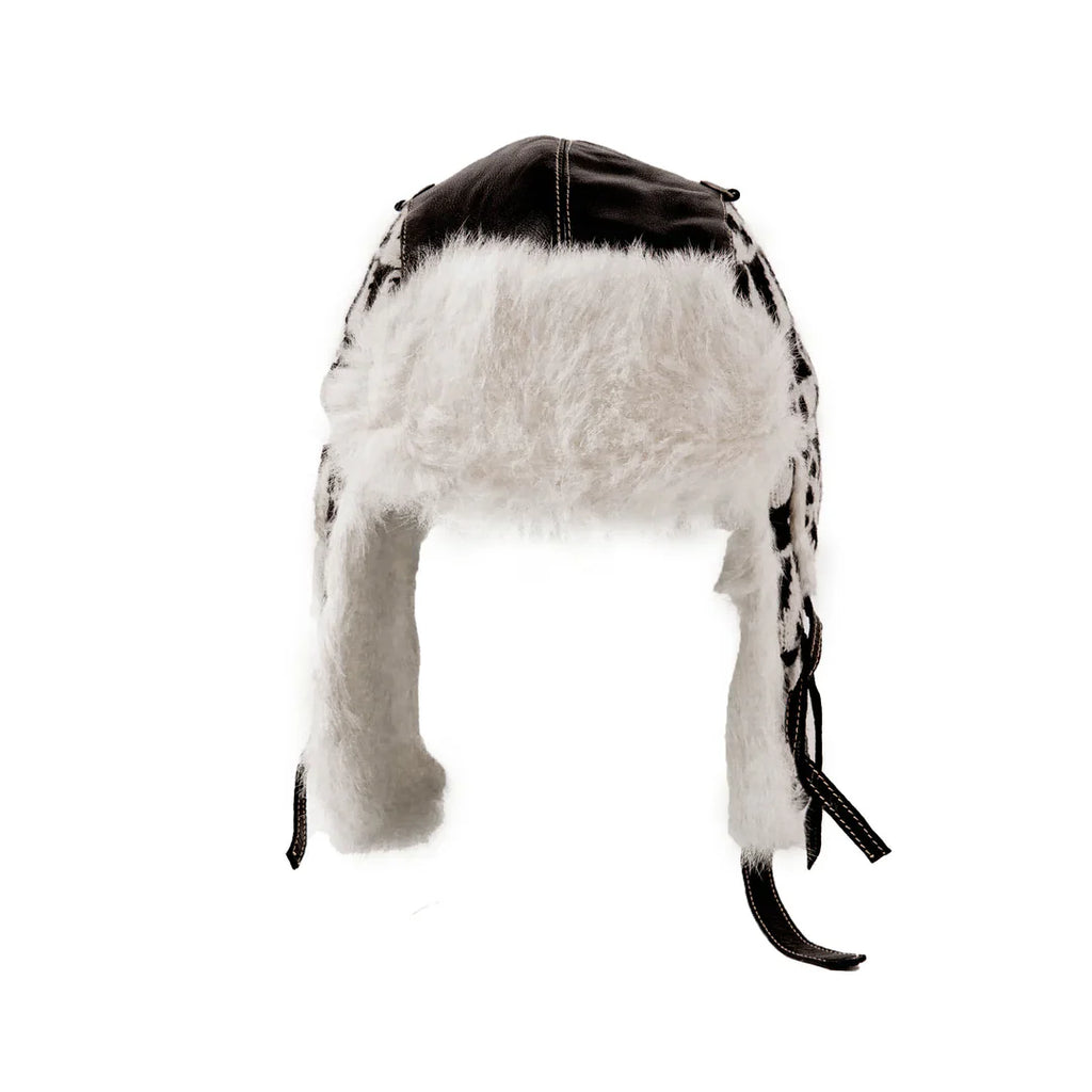 Crown Cap Navajo Wool Aviator Winter Hat with Rabbit Fur Trim