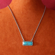 Turquoise Stone Pendant Silver Chain Necklace