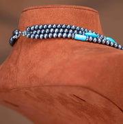 Turquoise Beaded Layered Necklace & Earrings Set