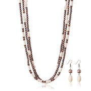 Turquoise Beaded Layered Necklace & Earrings Set