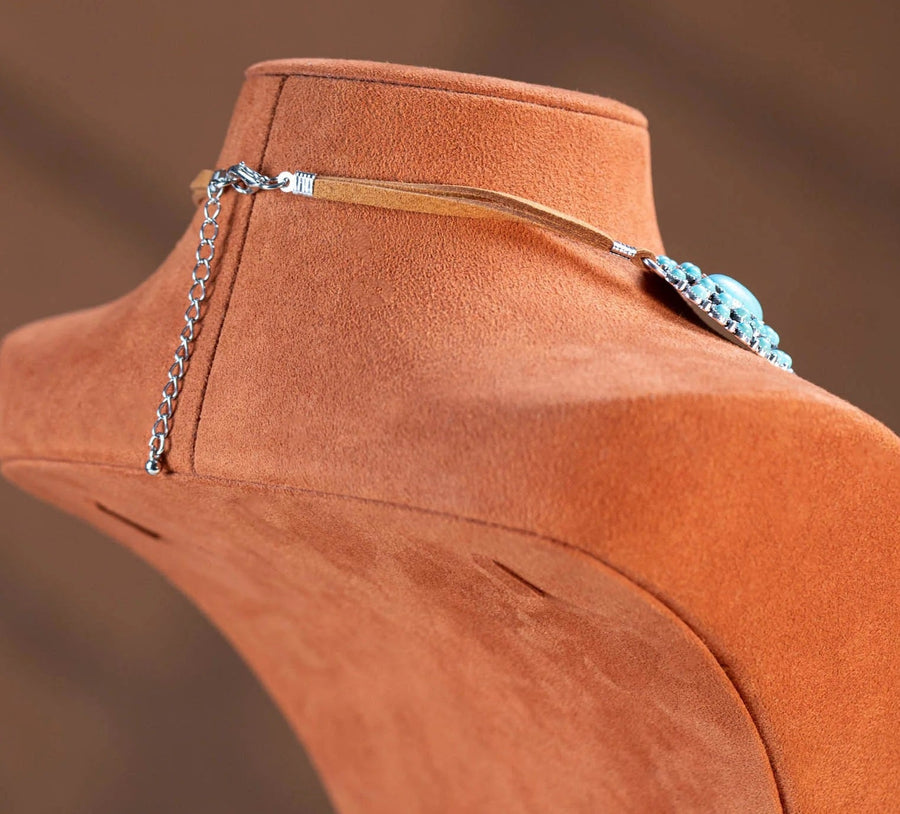 Bohemian Turquoise Stone Concho Necklace
