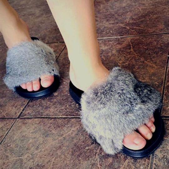 ERICA Women Fluffy Slides on FINAL CLEARANCE