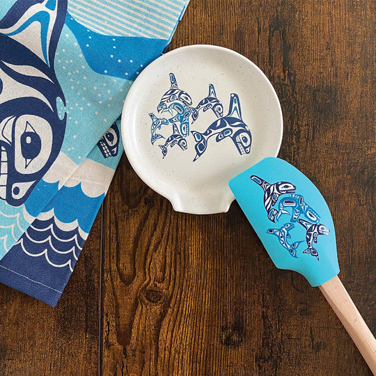 Indigenous Art Large Spatula - Orca Family