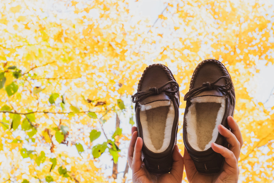 Women's Sheepskin Lined Dark Brown Moccasins (Clearance)