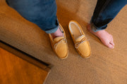 Men's Sheepskin Lined Leather Rubber Sole Moccasins