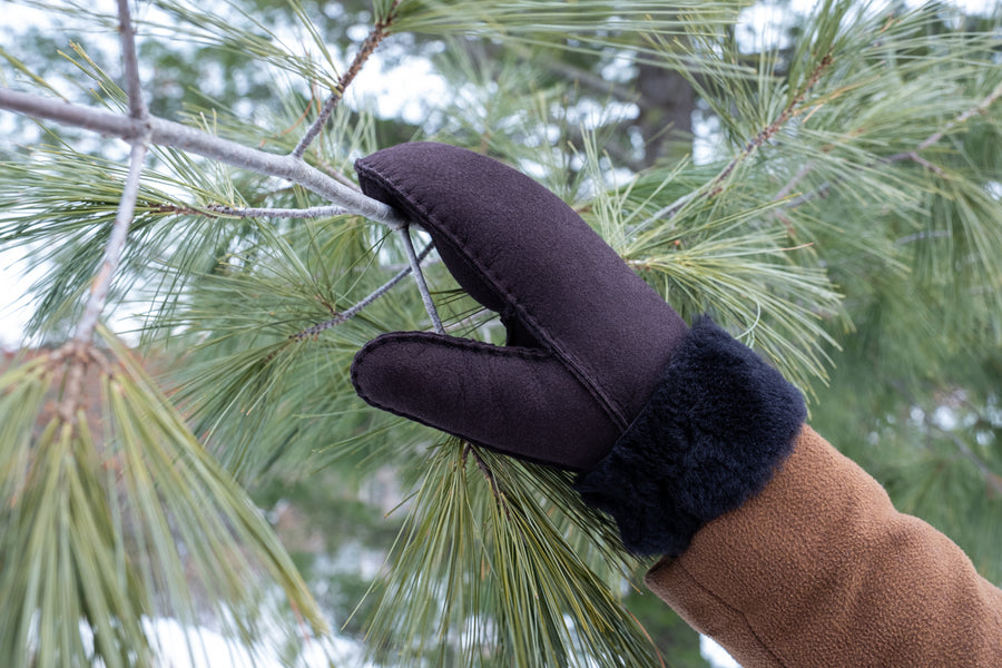 Men's & Women's Brown Sheepskin Mittens