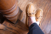 Women's Sheepskin Lined Leather Rubber Sole Moccasins