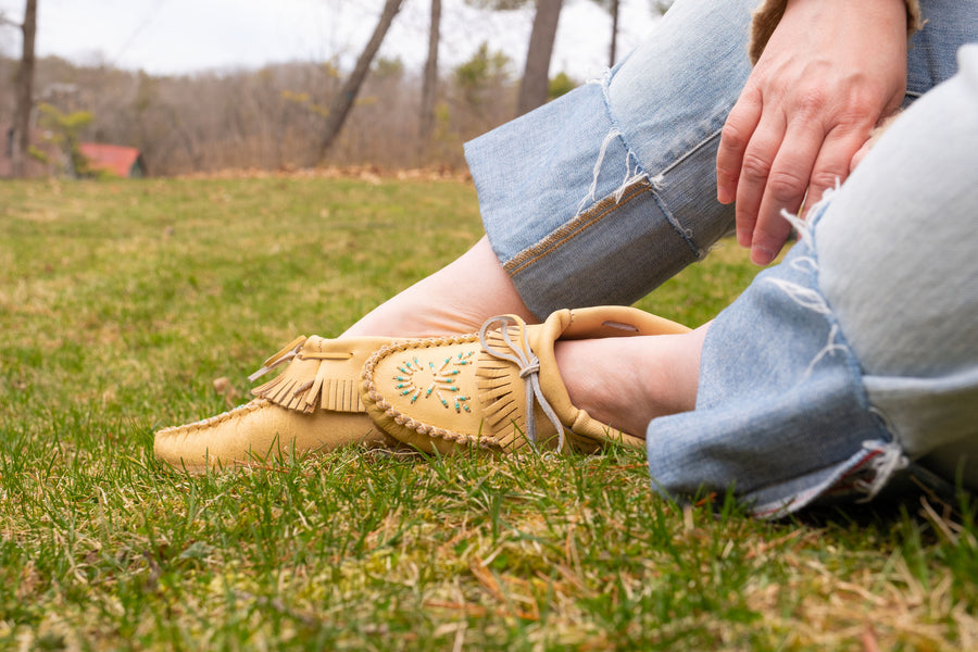 Women's Beaded Ankle Moccasin Shoes