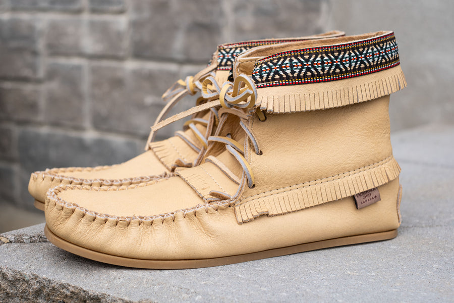 Men's Ivory Leather Moccasin Boots (Limited Edition)