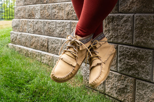 Women's Ivory Leather Moccasin Boots (Limited Edition)