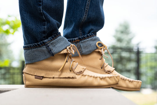 Men's Ivory Leather Moccasin Boots (Limited Edition)