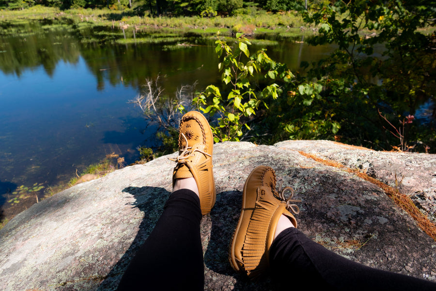 Women's Rubber Sole Fringe Ankle Moccasin Shoes