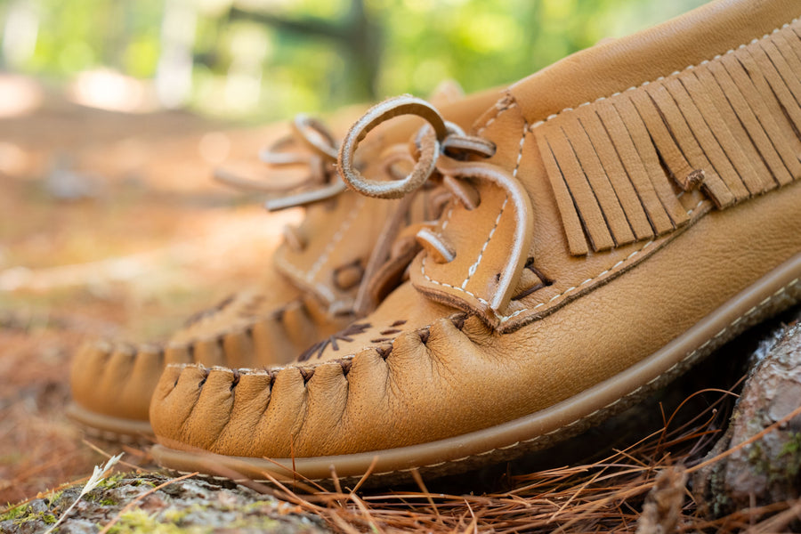 Women's Rubber Sole Fringe Ankle Moccasin Shoes