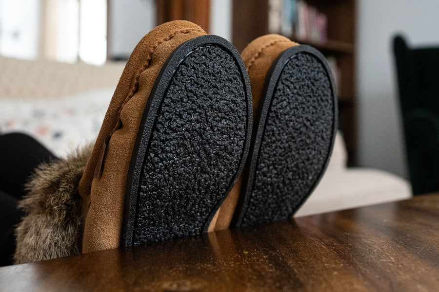 Women's Dark Tan Ankle Rabbit Fur Mukluks