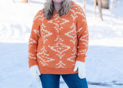 Women's Rust Aztec Cozy Oversize Hoodie