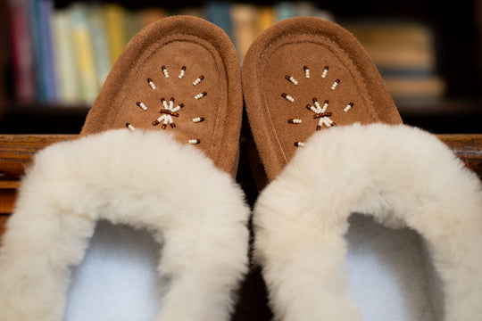 Women's Fleece Lined Soft Sole Beaded Moccasins
